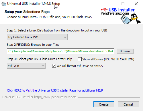How to create USB media with ESXi 6.5 Installation ESX