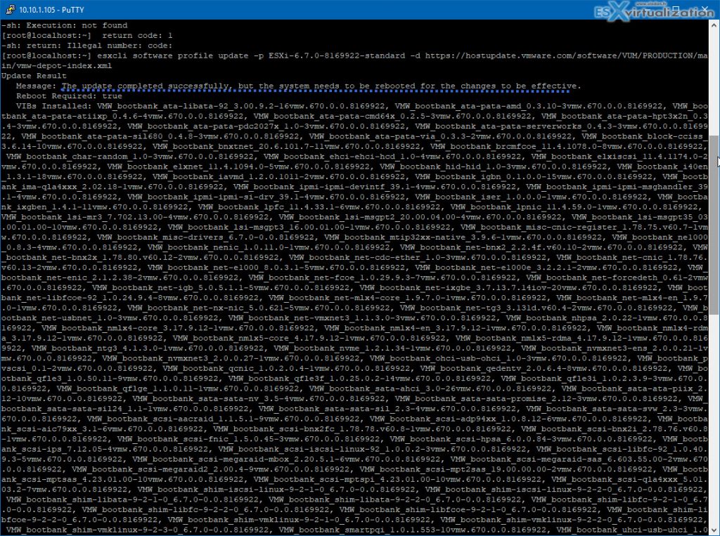 update vmware esxi 6 command line list available