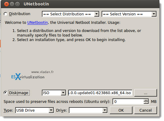 Install VMware ESXi on USB memory stick using Unetbootin Freeware - ESX Virtualization